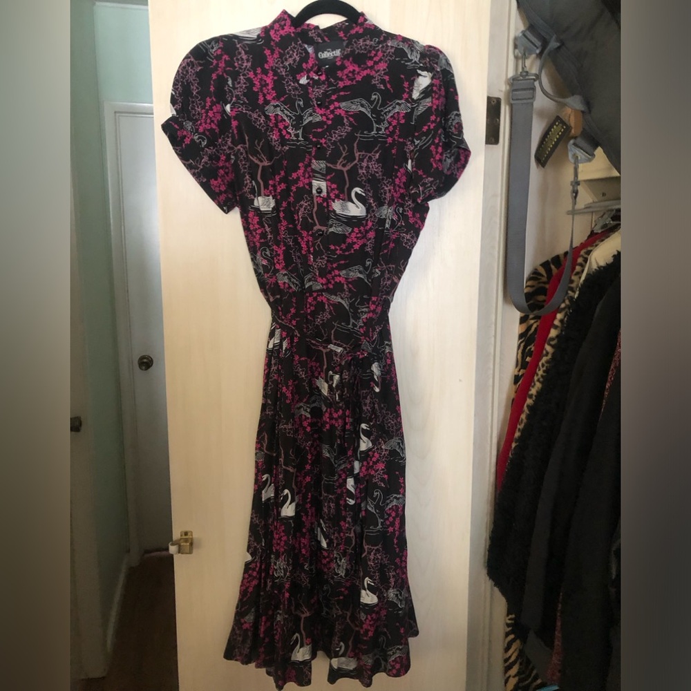Collectif Mary Grace Swan Forest Swing Dress XL